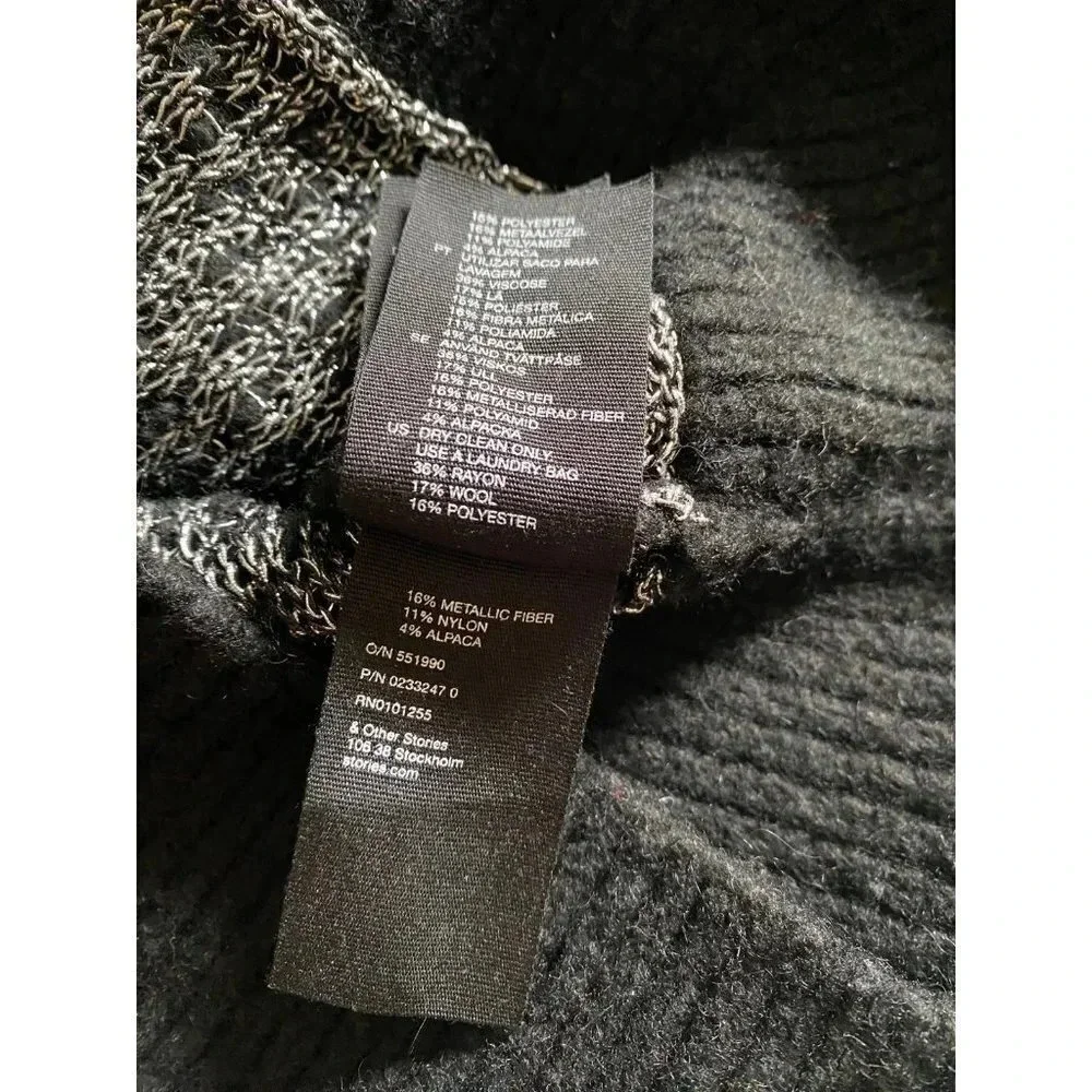 & Other Stories Wool Sweater Women’s XS Black Metallic Alpaca Crewneck